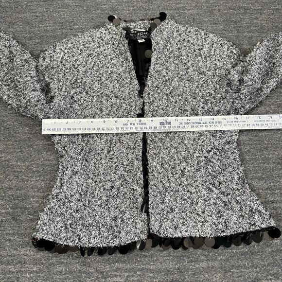 St. John Jacket Women 2 Gray Feathers Bazer Beaded Preppy Business Elegant USA - Picture 3 of 11